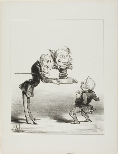 Isä Molé tuo uudenvuoden lahjoja pienelle Thiersille, levy 62 Actualitésista. tekijältä Honoré Victorin Daumier