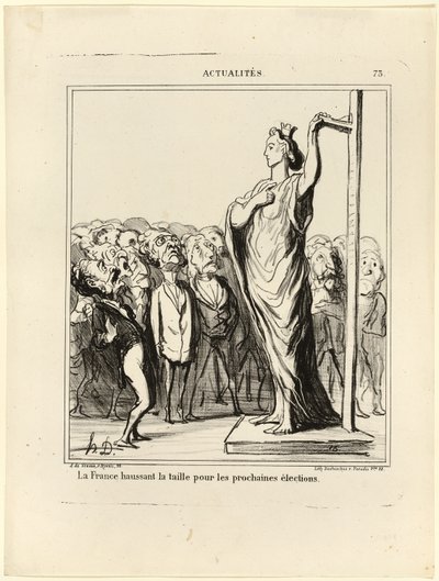 Ranska valmistautuu saamaan ehdokkaansa läpäisemään normien mittaamisen, levy 73 alkaen Actualités tekijältä Honoré Victorin Daumier