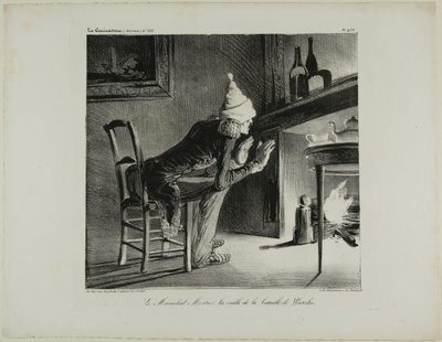 Kenraali Mortier Waterloon taistelua edeltävänä iltana, levy 456. tekijältä Honoré Victorin Daumier
