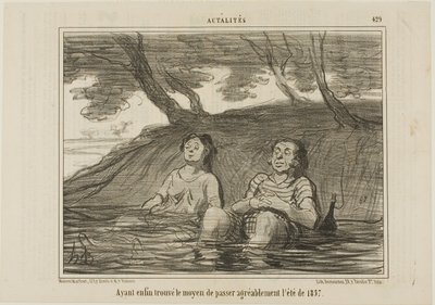 Kun oli vihdoin löydetty ratkaisu kesän 1857 viettämiseen miellyttävällä tavalla, Actualités-lehden 429. taulu tekijältä Honoré Victorin Daumier