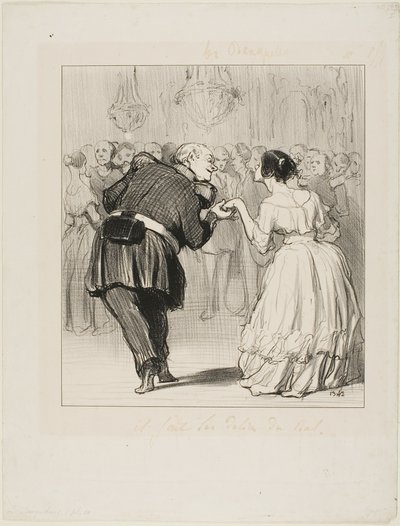 Hän iloitsee pallosta, levy 10 teoksesta Les Banqueteurs. tekijältä Honoré Victorin Daumier