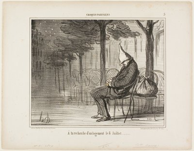 Etsitkö yöpymispaikkaa 8. heinäkuuta, levy 5 alkaen Croquis Parisiens tekijältä Honoré Victorin Daumier