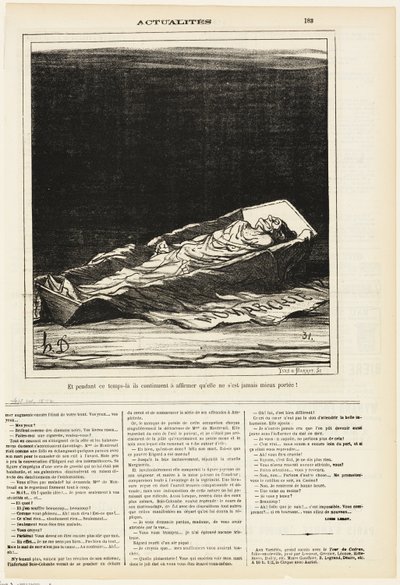 Sillä välin he jatkavat väittämistä, että hän ei ole koskaan ollut parempi, levy 183 alkaen Actualités tekijältä Honoré Victorin Daumier