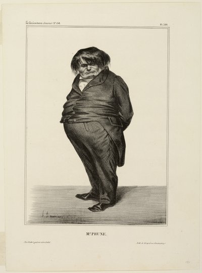 Herra Prune, laatta 288 teoksesta Célébrités de la Caricature. tekijältä Honoré Victorin Daumier