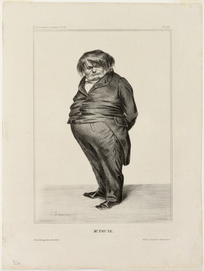 Herra Prune, laatta 288 teoksesta Célébrités de la Caricature. tekijältä Honoré Victorin Daumier