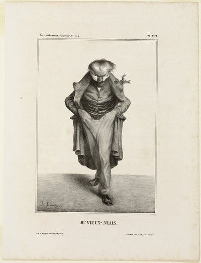 Herra Vieux-Niais, levy 278 teoksesta Célébrités de la Caricature (Karikatyyrielokuvat) tekijältä Honoré Victorin Daumier