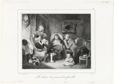 Sanomalehden lukeminen perhepiirissä tekijältä Honoré Victorin Daumier