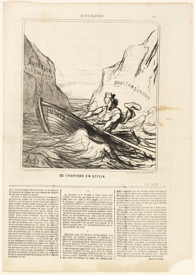 Scylla ja Charybds, laatta 44 asiakirjasta Actualités. tekijältä Honoré Victorin Daumier