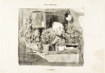 Tuoksu, levy 38 kirjasta Types Parisiens. tekijältä Honoré Victorin Daumier