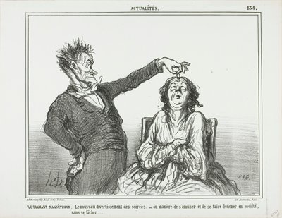 Timanttihypnotisoija. Uusi harrastus iltajuhlissa - tai miten pitää hauskaa ja saada joku siristelemään silmiään joutumatta vaikeuksiin, levy 134 alkaen Actualités tekijältä Honoré Victorin Daumier