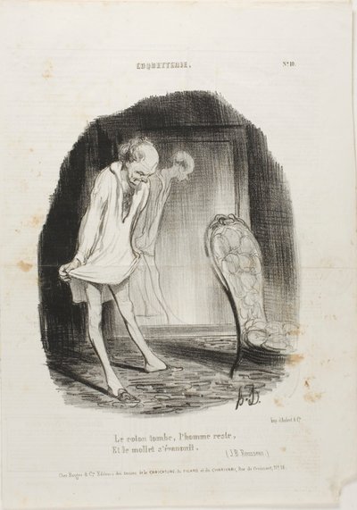 Puku putoaa, mies jää ja jalat tärisevät. (J.B. Rousseau), laatta 10 teoksesta Coquetterie... tekijältä Honoré Victorin Daumier