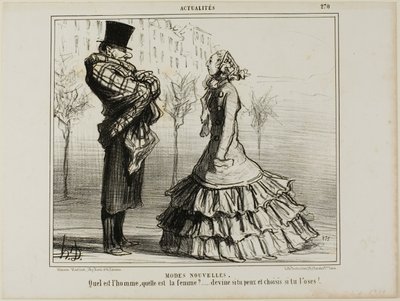 Uusi muoti. Kumpi on mies, kumpi on nainen... arvaa, jos osaat ja valitse, jos uskallat, levy 270 Actualitésista. tekijältä Honoré Victorin Daumier