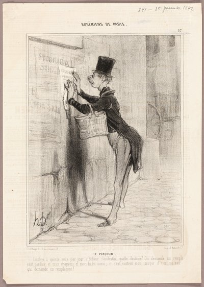 The Poster Man, laatta 17 kirjasta Bohémiens de Paris. tekijältä Honoré Victorin Daumier