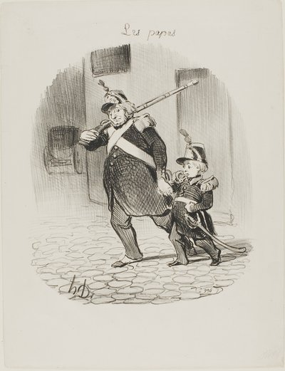 Suuren paraatin päivä, levy 6, Les Papas -lehti tekijältä Honoré Victorin Daumier