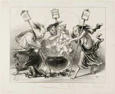 Liian monta kokkia pilaa liemen, levy 129 alkaen Actualités tekijältä Honoré Victorin Daumier