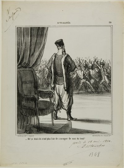"Entä se..., he eivät näytä olevan enää kiinnostuneita minusta", levy 89 Actualitésista. tekijältä Honoré Victorin Daumier