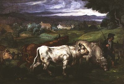 Nauta ja karja maisemassa tekijältä Honore (circle of) Daumier