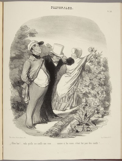 No niin!...nyt hän poimii minulta ruusun...aivan kuin ruusut olisi tehty poimittaviksi!... tekijältä Honoré Daumier