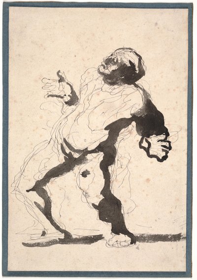 Näyttelijä (kynä ja muste ja pese paperille) tekijältä Honoré Daumier