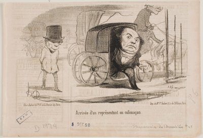 Etanaksi kutsutuissa vaunuissa saapuva kansanedustaja tekijältä Honoré Daumier