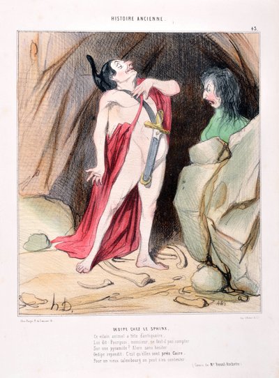 Honore Daumierin (1808-1879) taideteos. Muinainen historia Oidipus sfinksissä. ALCAZARIN KIRJASTO, MARSEILLE tekijältä Honoré Daumier