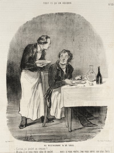 Ravintolassa 32 soulla tekijältä Honoré Daumier