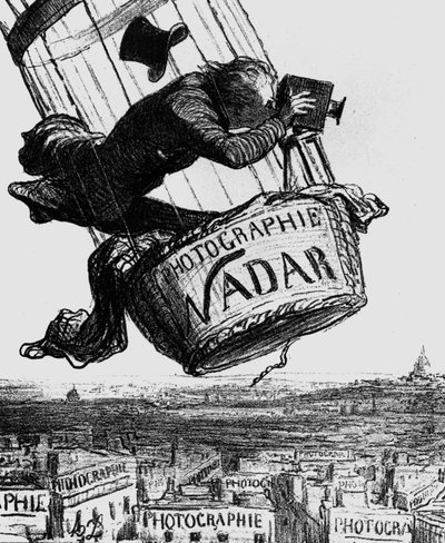 Gaspard-Felix Tournachon, eli Nadar (1820-1910) karikatyyri 1862 (kaiverrus) tekijältä Honoré Daumier