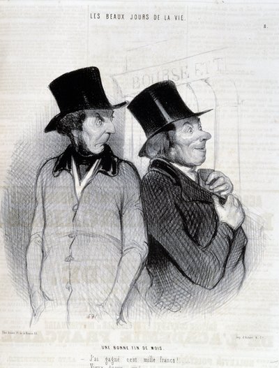 Sarjakuva stipendiaateista - Daumier, "" Charivarissa" 16.4.1844 tekijältä Honoré Daumier