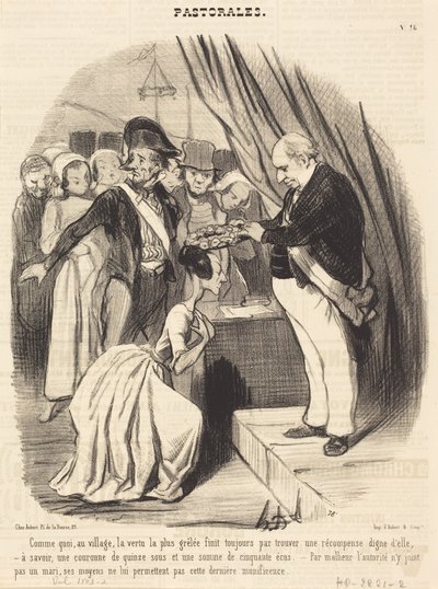 Kuinka kylässä kaikkein rokonarpisin hyve... tekijältä Honoré Daumier
