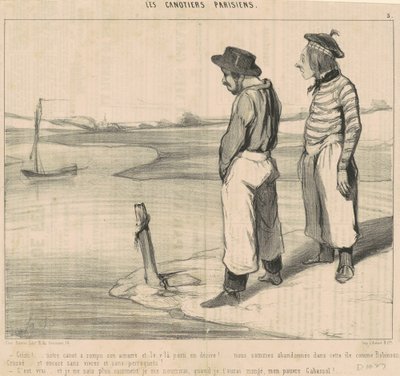 Hitto! ... Kanoottimme on irronnut kiinnityksestään ... tekijältä Honoré Daumier