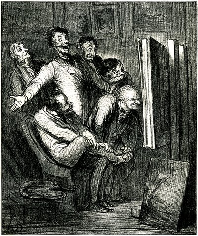 Kriitikot maalauksen edessä tekijältä Honore Daumier