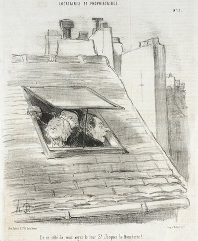 Tuolla puolella näette Saint-Jacquesin tornin ... tekijältä Honoré Daumier