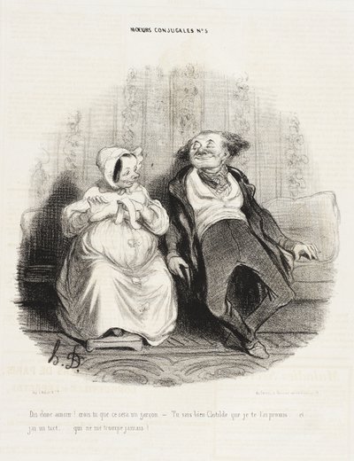 Kuulehan, rakkaani! Luuletko, että siitä tulee poika? tekijältä Honoré Daumier