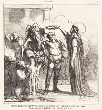 Empedokles saa... jumalallisia kunnianosoituksia... tekijältä Honoré Daumier