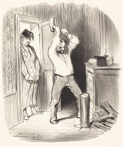Onko Jumalan sallimaa... pilkkoa puita... tekijältä Honoré Daumier