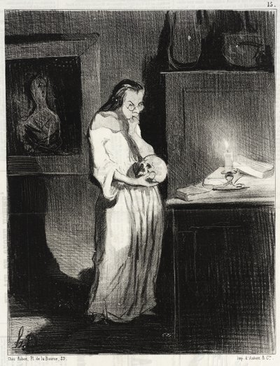 Humanitaarinen kirjailijatar, joka käy miehen kimppuun... tekijältä Honoré Daumier