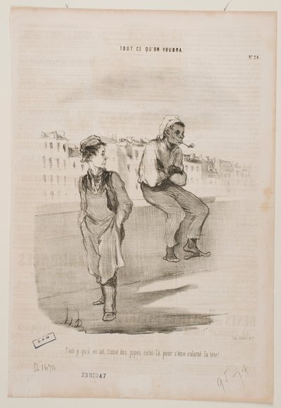 Hänen on todella täytynyt polttaa monta piipullista... tekijältä Honoré Daumier