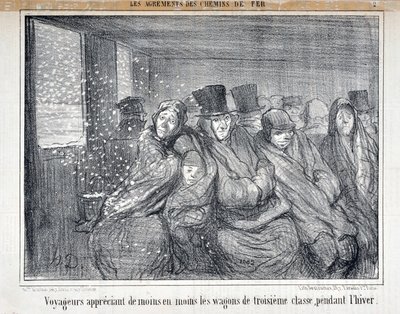 Kuvitus sarjalle "Les Agrements des Chemin de fer" tekijältä Honoré Daumier