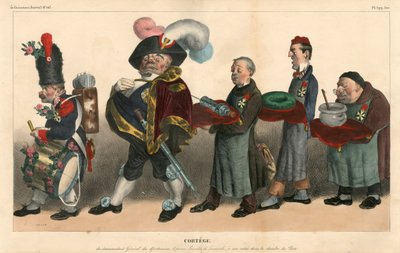 Poliittinen karikatyyri (1830), satiirinen väreissä tekijältä Honoré Daumier