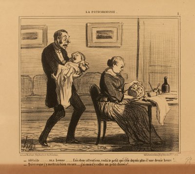 Potichomania nro 1: - Adélaïde,... hyvä tyttö... olehan varovainen... tekijältä Honoré Daumier