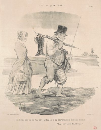 Vaimon pitäisi seurata miestään... tekijältä Honoré Daumier