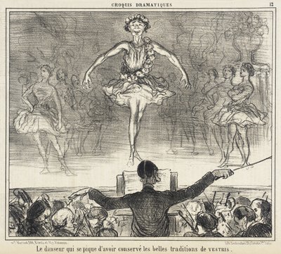 Tanssija, joka ylpeilee säilyttäneensä... tekijältä Honoré Daumier