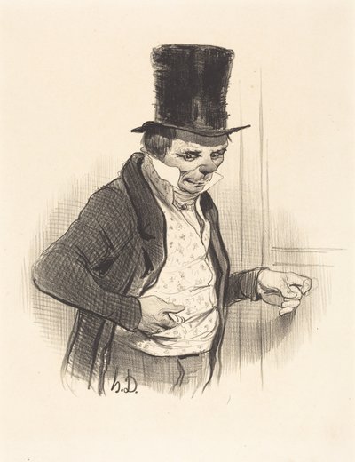 Ovenvartija vierailukierroksellaan... tekijältä Honoré Daumier