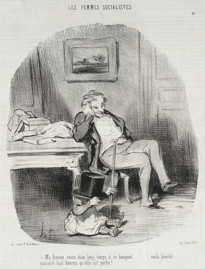 Vaimoni viipyy melko pitkään näissä pidoissa... tekijältä Honoré Daumier