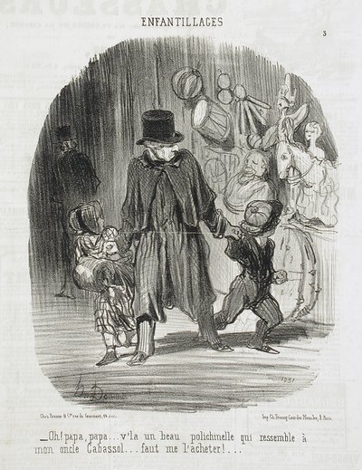 Voi! Isä, isä ... tuolla on kaunis Polichinelle-nukke ... tekijältä Honoré Daumier
