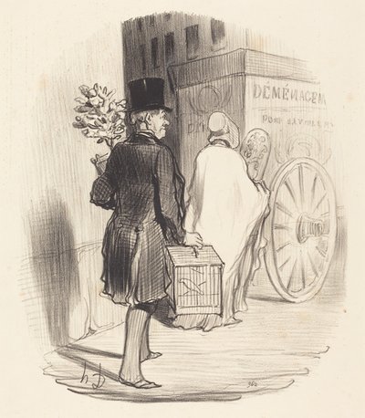 Pariisilainen kuljetus toiselle alueelle... tekijältä Honoré Daumier