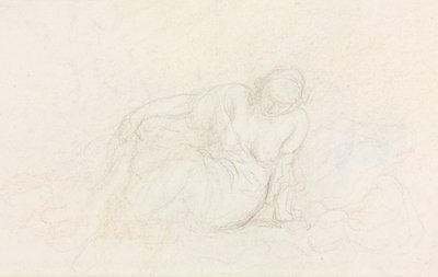 Makaava nainen nojaa käsivarteensa (käänteinen) tekijältä Honoré Daumier