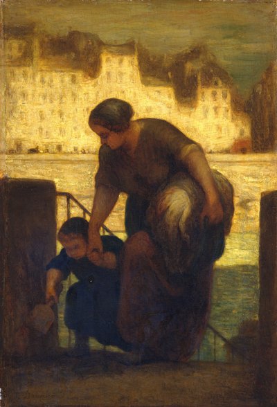 The Laundress, n. 1863 (öljy puulle) tekijältä Honoré Daumier