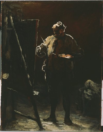 Taidemaalari telineellään tekijältä Honoré Daumier