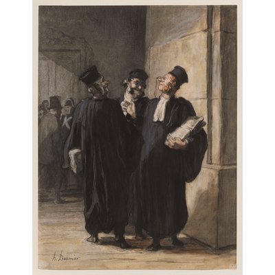 Kolme asianajajaa keskustelemassa tekijältä Honoré Daumier